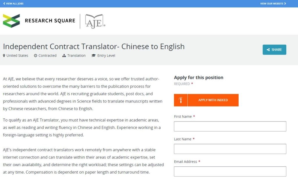 home based translation jobs AJE