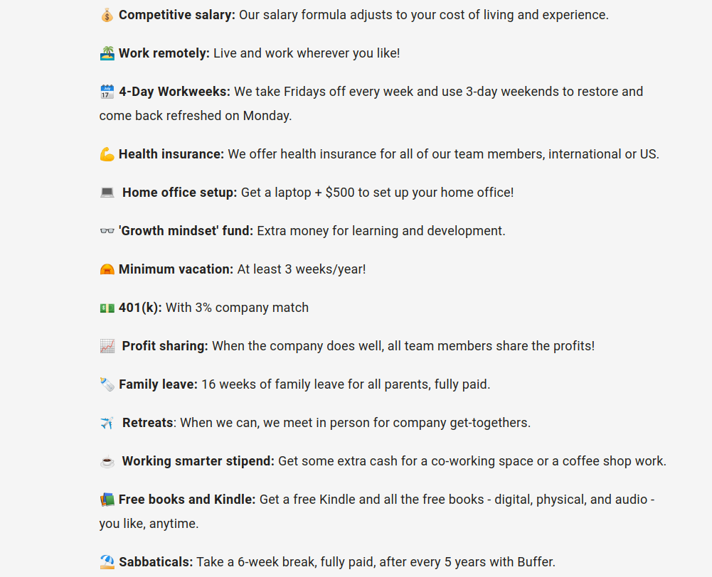 remote-companies-offering-4-day-work-week-jobs-Buffer-benefits